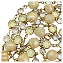 Load image into Gallery viewer, Vintage CHANEL 1981 gold pearl crystal long designer runway necklace