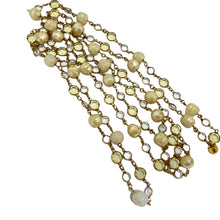 Load image into Gallery viewer, Vintage CHANEL 1981 gold pearl crystal long designer runway necklace