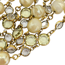 Load image into Gallery viewer, Vintage CHANEL 1981 gold pearl crystal long designer runway necklace