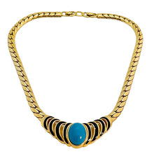 Load image into Gallery viewer, Vintage CHRISTIAN DIOR runway necklace earrings set turquoise enamel crystal