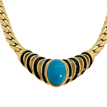 Load image into Gallery viewer, Vintage CHRISTIAN DIOR runway necklace earrings set turquoise enamel crystal