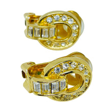 Load image into Gallery viewer, Vintage CHRISTIAN DIOR signed gold plated crystals designer clip on earrings
