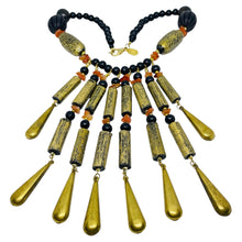 Load image into Gallery viewer, Vintage Design by PAOLA gold tone brass gemstone designer necklace