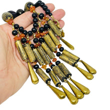 Load image into Gallery viewer, Vintage Design by PAOLA gold tone brass gemstone designer necklace