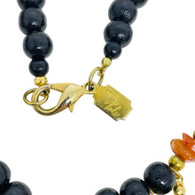 Load image into Gallery viewer, Vintage Design by PAOLA gold tone brass gemstone designer necklace