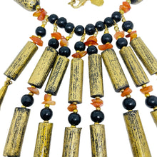 Load image into Gallery viewer, Vintage Design by PAOLA gold tone brass gemstone designer necklace