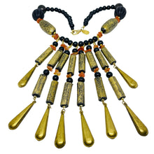 Load image into Gallery viewer, Vintage Design by PAOLA gold tone brass gemstone designer necklace
