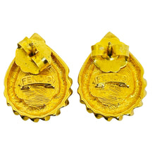 Load image into Gallery viewer, Vintage FENDI logo signed gold plated pearls designer pierced earrings
