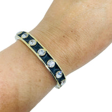 Load image into Gallery viewer, Vintage GIVENCHY signed gold tone enamel rhinestones designer bangle bracelet