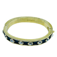 Load image into Gallery viewer, Vintage GIVENCHY signed gold tone enamel rhinestones designer bangle bracelet