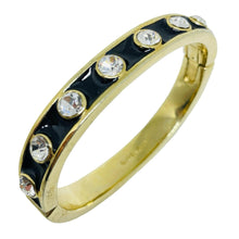 Load image into Gallery viewer, Vintage GIVENCHY signed gold tone enamel rhinestones designer bangle bracelet