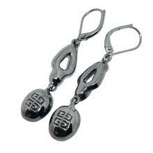 Load image into Gallery viewer, Vintage GIVENCHY signed rhodium blue glass designer dangle earrings