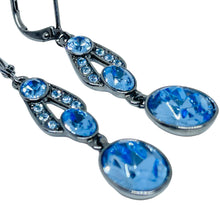 Load image into Gallery viewer, Vintage GIVENCHY signed rhodium blue glass designer dangle earrings
