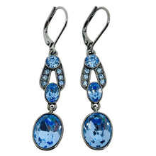 Load image into Gallery viewer, Vintage GIVENCHY signed rhodium blue glass designer dangle earrings
