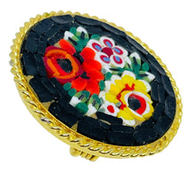 Load image into Gallery viewer, Vintage ITALY gold tone micro mosaic flower brooch