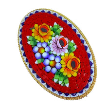Load image into Gallery viewer, Vintage ITALY signed gold tone micro mosaic flower brooch