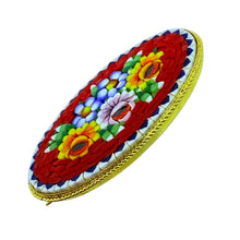 Load image into Gallery viewer, Vintage ITALY signed gold tone micro mosaic flower brooch
