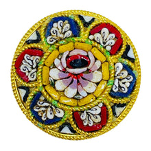 Load image into Gallery viewer, Vintage ITALY signed gold tone micro mosaic flower brooch
