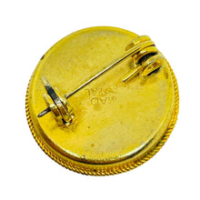 Load image into Gallery viewer, Vintage ITALY signed gold tone micro mosaic flower brooch