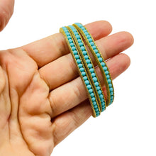 Load image into Gallery viewer, Vintage JAPAN gold faux turquoise designer bracelet