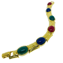 Load image into Gallery viewer, Vintage JOAN RIVERS signed gold tone jewel royal glass cabs designer bracelet