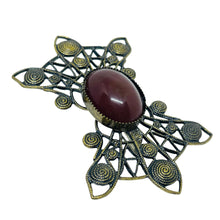 Load image into Gallery viewer, Vintage JODY signed bronze gold tone glass stone designer brooch
