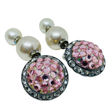 Load image into Gallery viewer, Vintage MISTAR BIJOUX signed silver tone rhinestones pearls clip on earrings