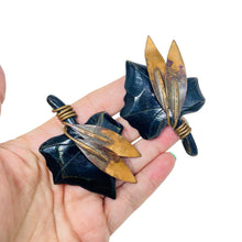Load image into Gallery viewer, Vintage MONIES GERDA LYNGGAARD copper leaf designer clip on earrings