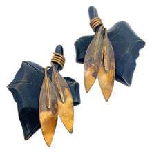 Load image into Gallery viewer, Vintage MONIES GERDA LYNGGAARD copper leaf designer clip on earrings