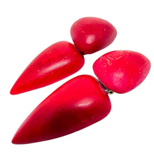 Load image into Gallery viewer, Vintage MONIES GERDA LYNGGAARD modernist red wood designer clip on earrings