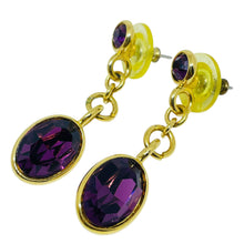 Load image into Gallery viewer, Vintage NAPIER gold plated amethyst crystals dangle pierced earrings