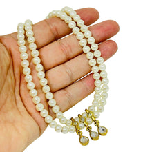 Load image into Gallery viewer, Vintage NAPIER gold tone faux pearls rhinestones designer beaded necklace