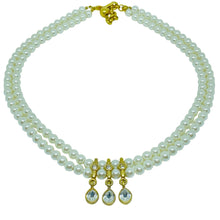 Load image into Gallery viewer, Vintage NAPIER gold tone faux pearls rhinestones designer beaded necklace