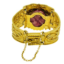Load image into Gallery viewer, Vintage SALVADOR TERAN MARBEL Aztec Mexico 22k gold plated Mayan mask bracelet
