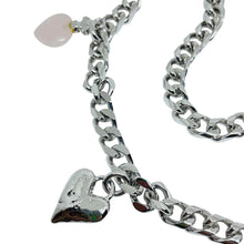 Load image into Gallery viewer, Vintage ST. JOHN silver tone massive chain heart charms designer belt necklace