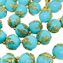 Load image into Gallery viewer, Vintage TRIFARI crown signed gold tone faux turquoise beaded designer necklace