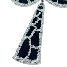 Load image into Gallery viewer, Vintage TRIFARI crown silver tone black modernist brutalist designer necklace