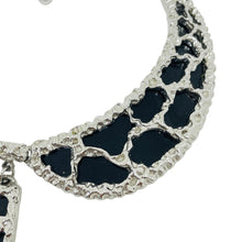 Load image into Gallery viewer, Vintage TRIFARI crown silver tone black modernist brutalist designer necklace