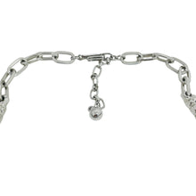 Load image into Gallery viewer, Vintage TRIFARI crown silver tone black modernist brutalist designer necklace