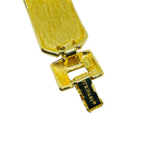 Load image into Gallery viewer, Vintage TRIFARI signed gold tone black rhinestones designer bracelet