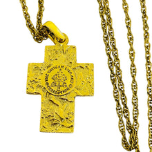 Load image into Gallery viewer, Vintage VATICAN LIBRARY COLLECTION gold tone sapphire cz cross chain necklace