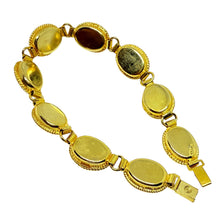 Load image into Gallery viewer, Vintage WD ITALE signed gold plated micro mosaic stones flower link bracelet