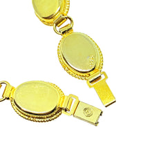Load image into Gallery viewer, Vintage WD ITALE signed gold plated micro mosaic stones flower link bracelet
