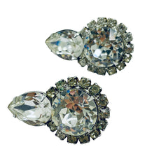 Load image into Gallery viewer, Vintage WEISS silver clear glass designer runway clip on earrings
