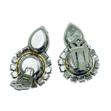 Load image into Gallery viewer, Vintage WEISS silver clear glass designer runway clip on earrings