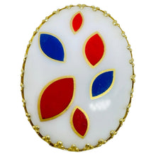 Load image into Gallery viewer, Vintage WEST GERMANY signed gold tone painted glass stone designer brooch