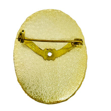 Load image into Gallery viewer, Vintage WEST GERMANY signed gold tone painted glass stone designer brooch