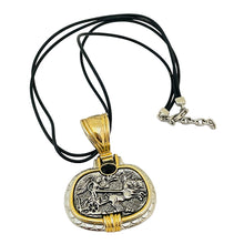 Load image into Gallery viewer, Vintage gold silver coin designer runway necklace