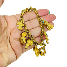 Load image into Gallery viewer, Vintage gold tone chain baby dog shoe charms designer bracelet