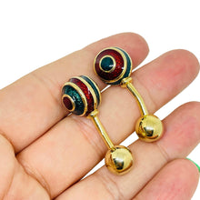 Load image into Gallery viewer, Vintage gold tone enamel modernist designer cufflinks